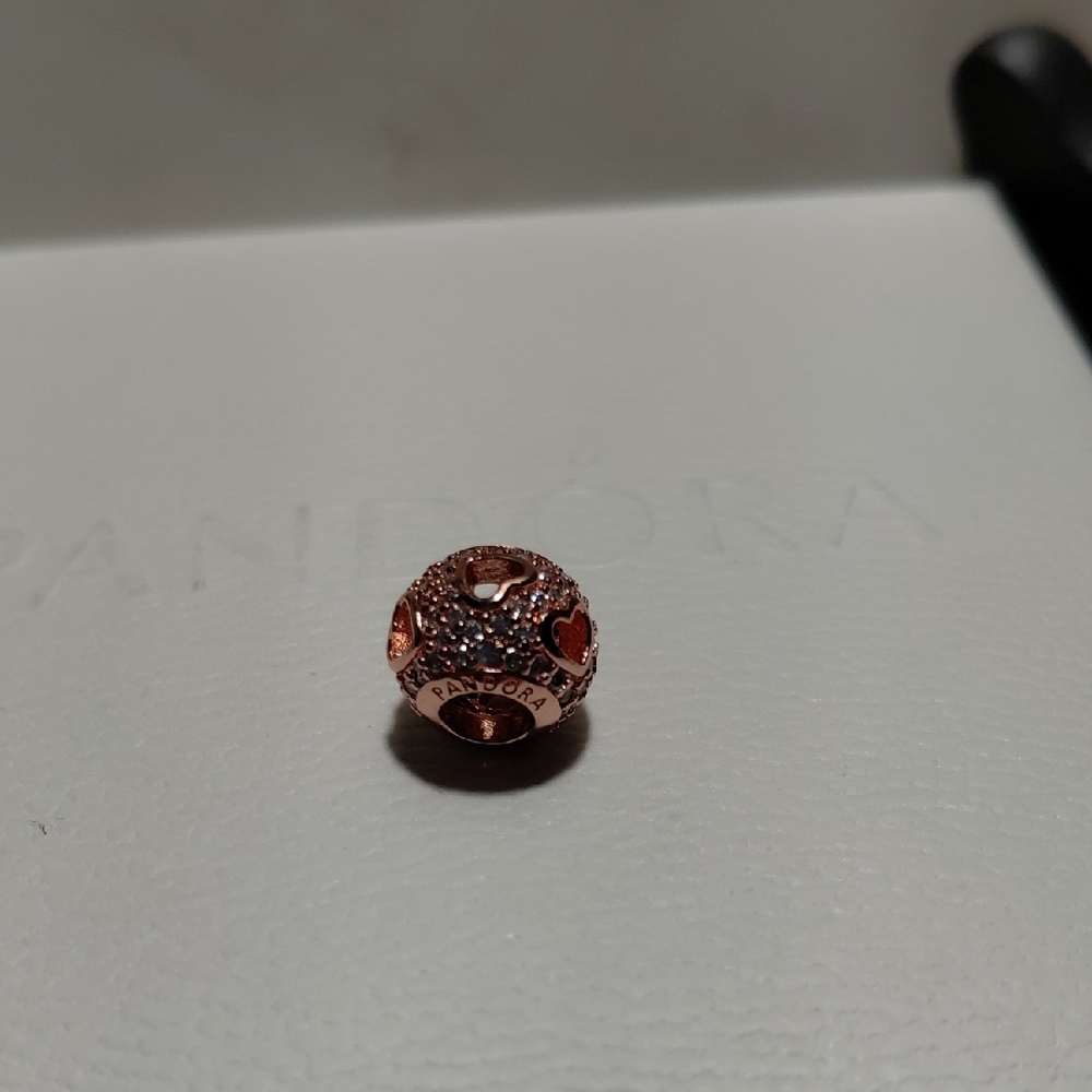 Pandora Rose Heart Charm with Silver Accents